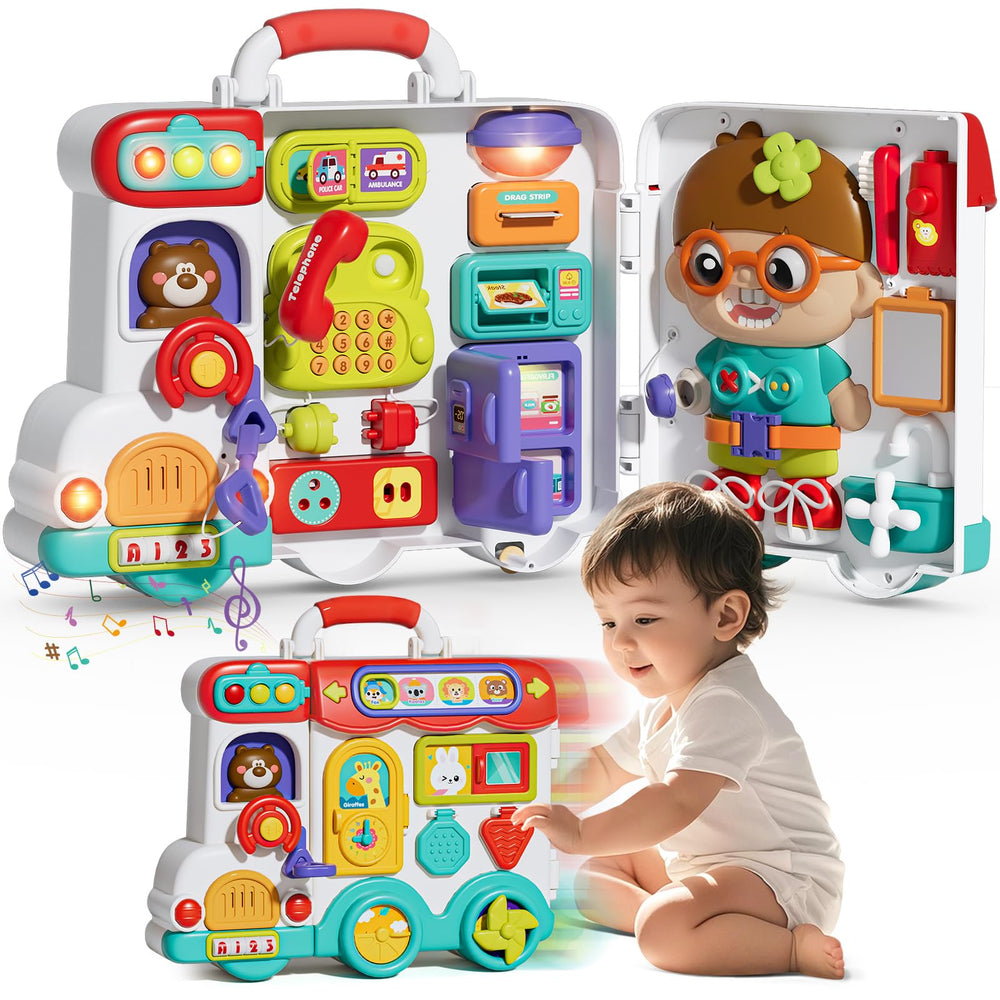 Vanvimen 54-in-1 busy board close-up panel to boost motor skills.
