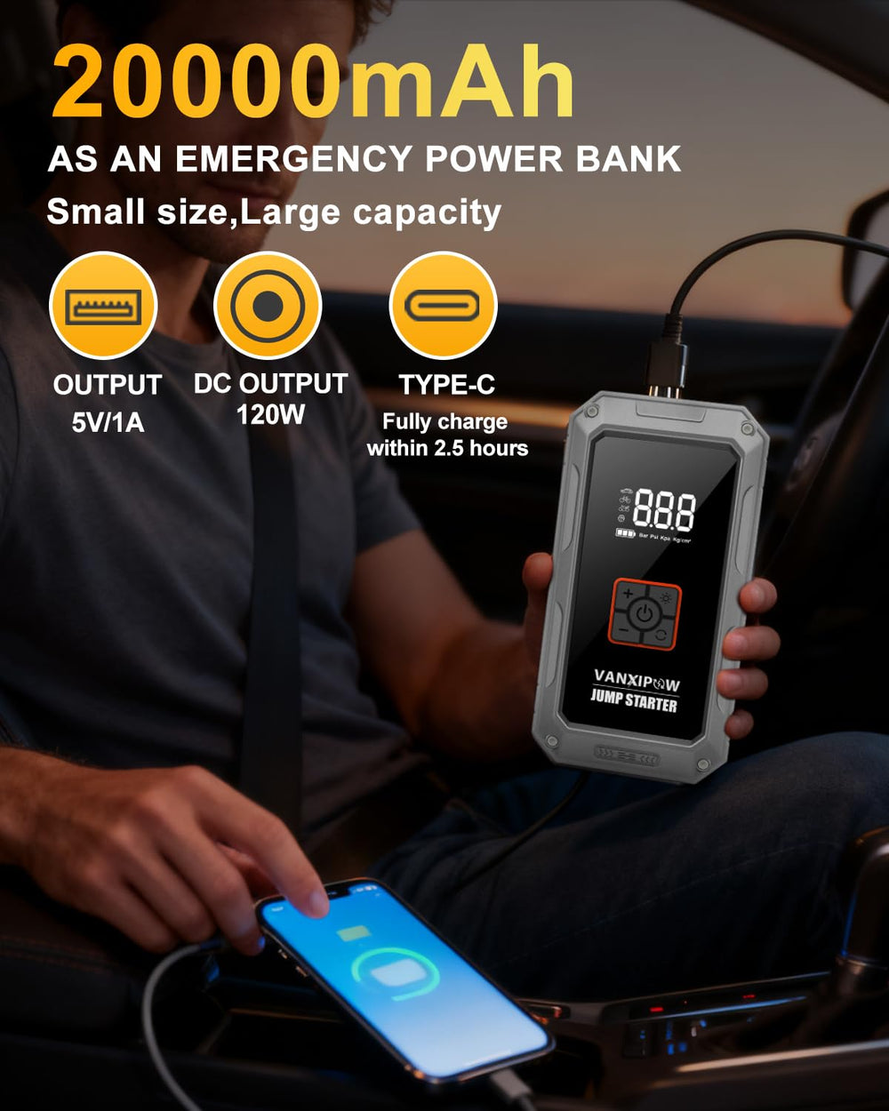 VANXIPOW M1 tire inflator with 150 PSI capacity and quick inflation