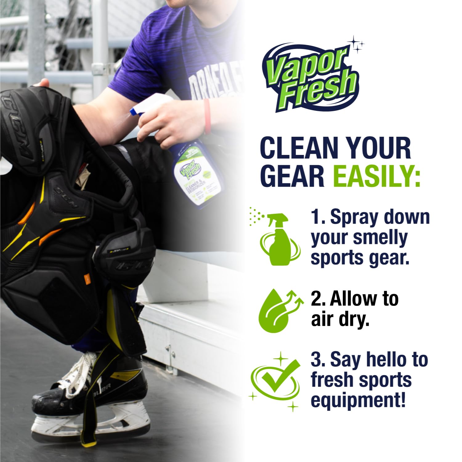 Vapor Fresh helmet cleaning to remove sweat odors