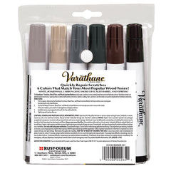 Varathane 374189 color assortment showing six shades for seamless cabinet repairs.