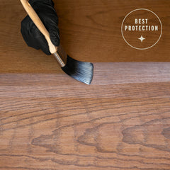 Varathane matte finish swatch showing non-reflective look on interior wood.