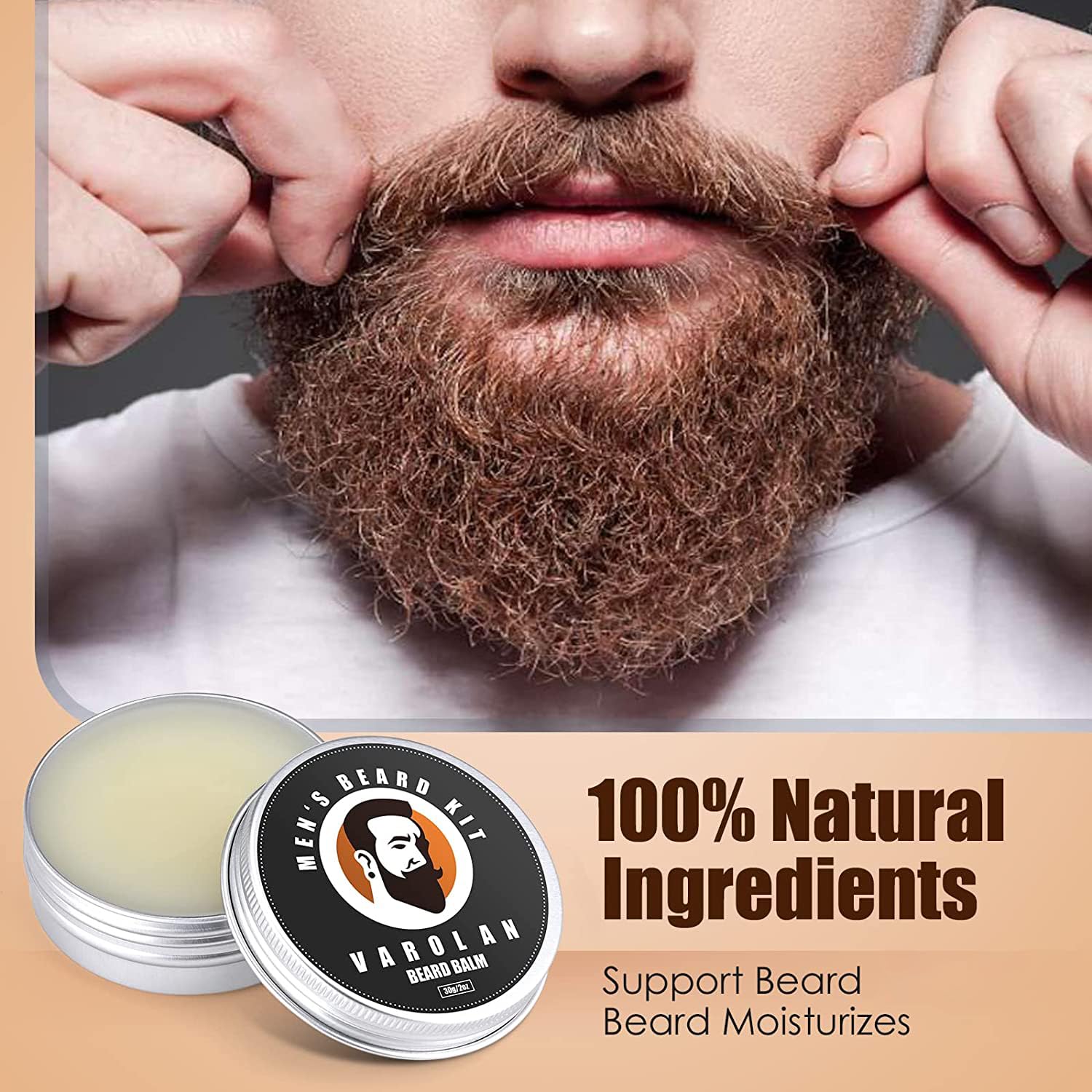 Varolan beard balm tin for deep conditioning and smoother beard texture.