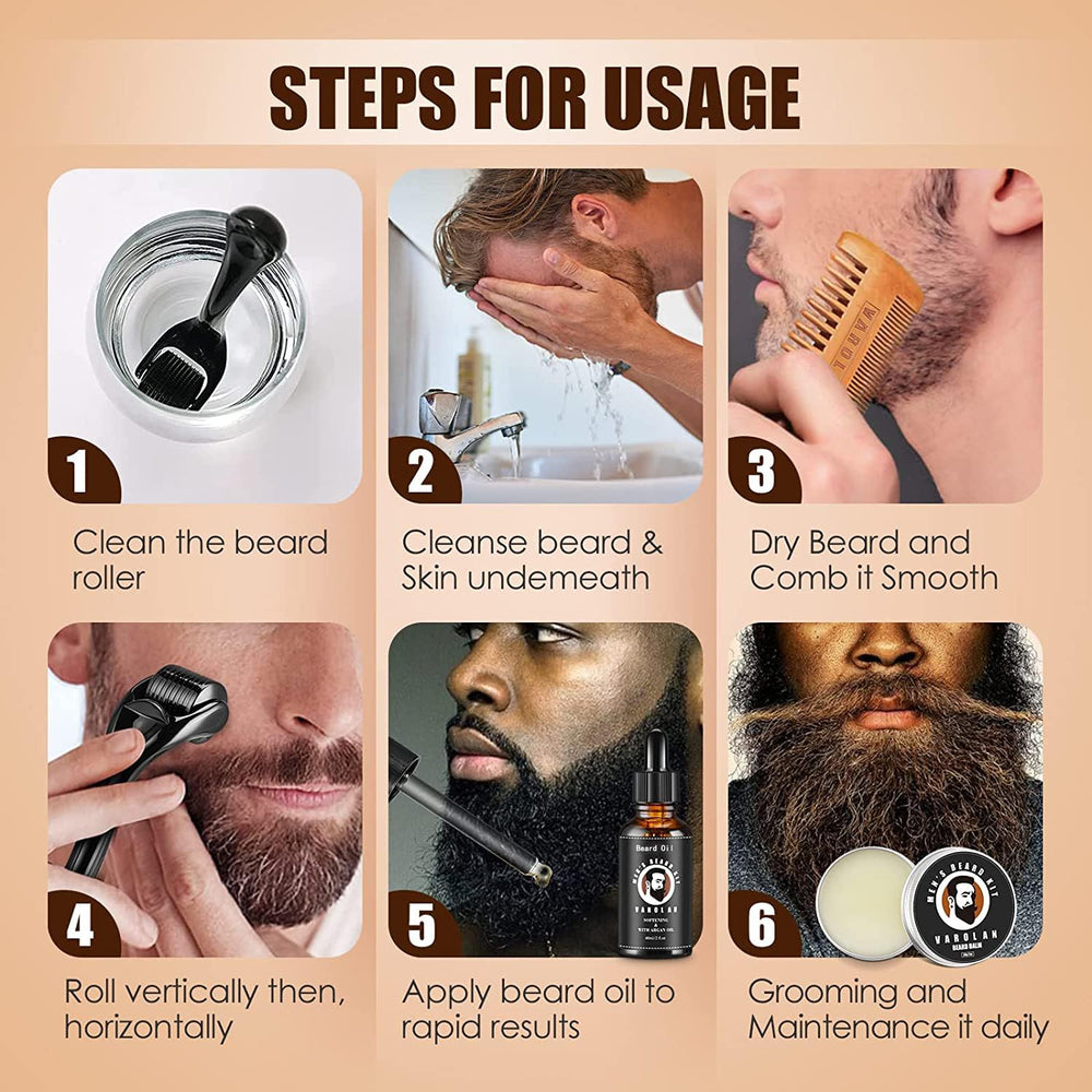 Varolan e-book cover with beard care tips for daily grooming.
