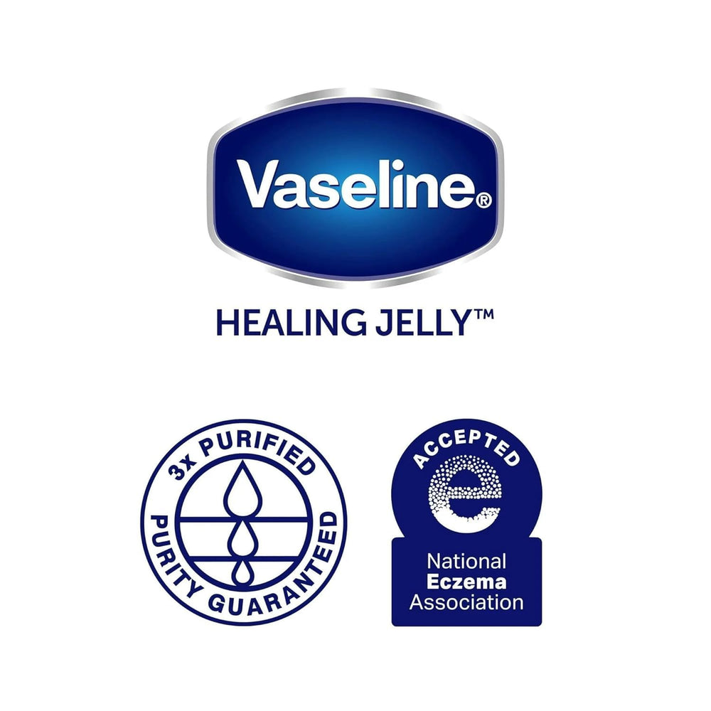Vaseline label highlighting fragrance-free hypoallergenic formula.