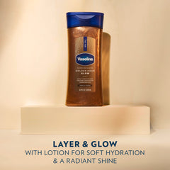 Skin carries warm vanilla and cocoa fragrance from Vaseline Glazed & Glisten.