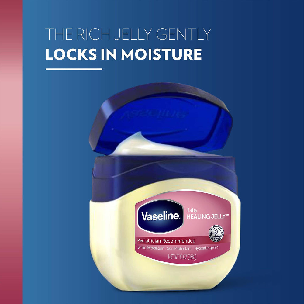 Vaseline Healing Jelly Baby soft skin close-up shows rich, gentle texture.