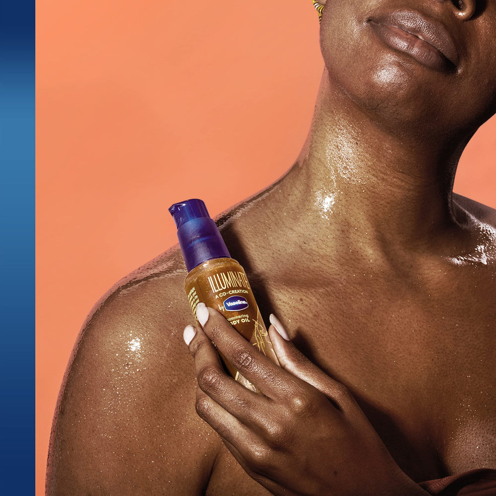 Recyclable bottle of Vaseline Illuminate Me Shimmering Body Oil