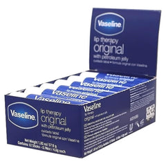 Applying Vaseline Lip Original on lips for quick nourishment and comfort.