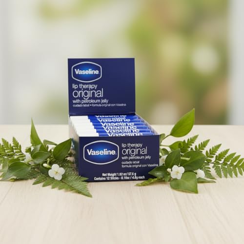 Close-up of Vaseline Lip Original balm stick with smooth, non-greasy texture.