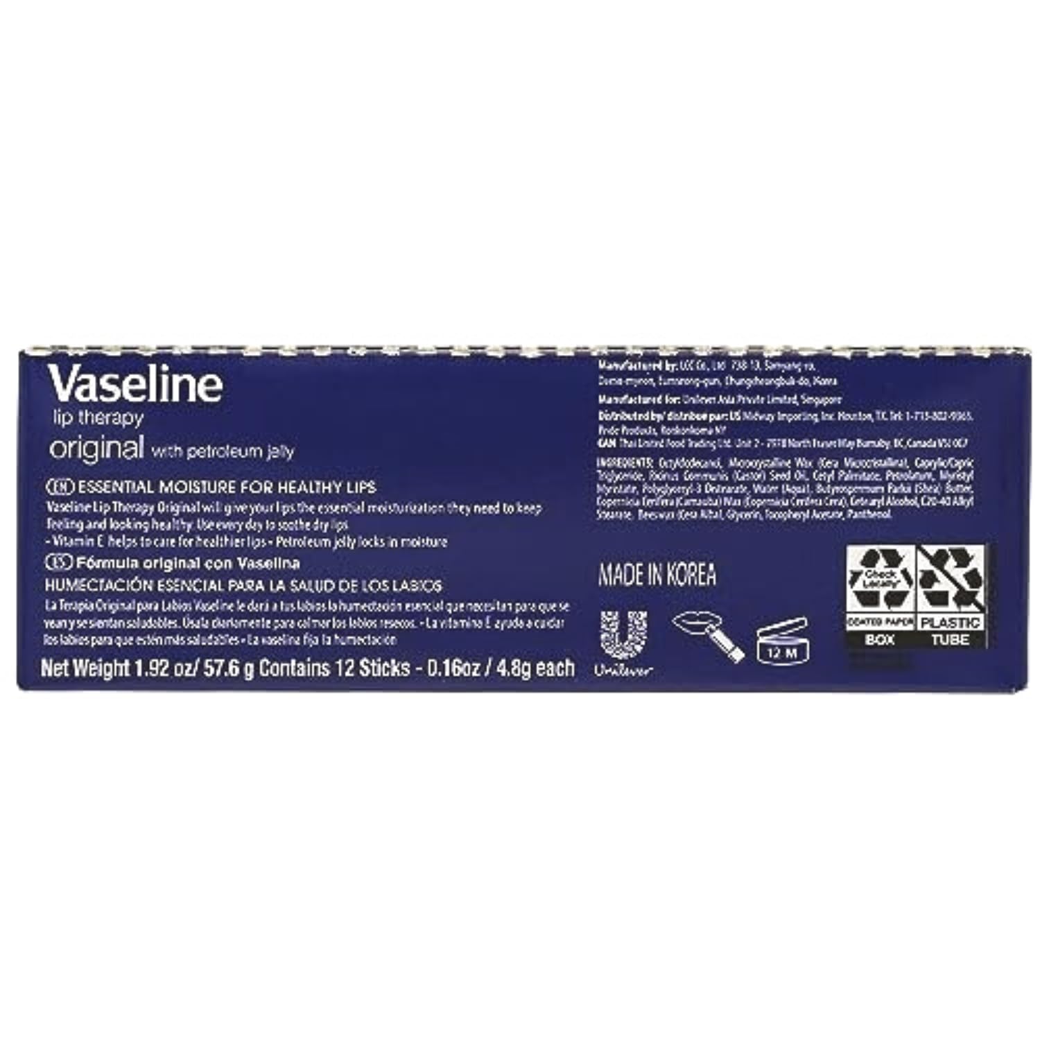 Pocket-friendly packaging of Vaseline Lip Original for desk or bag touch-ups.