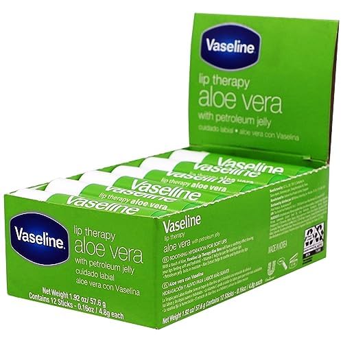 Vaseline Lip Therapy Aloe packaging showcases portable lip care