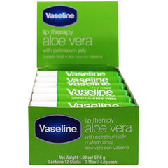 Vaseline Lip Therapy Aloe stick close-up, soothing hydration for dry lips