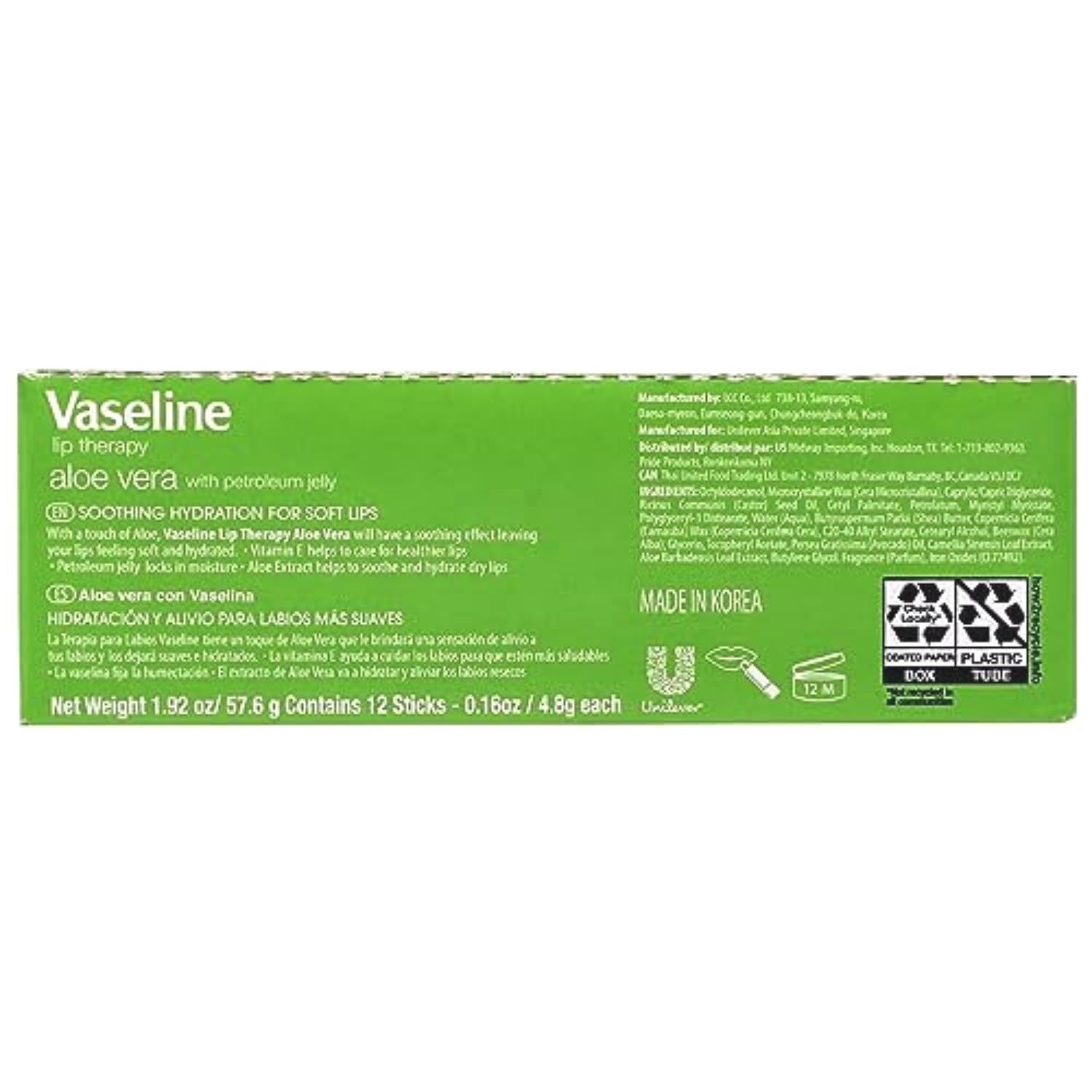 Vaseline Lip Therapy Aloe tube in hand for on-the-go moisture