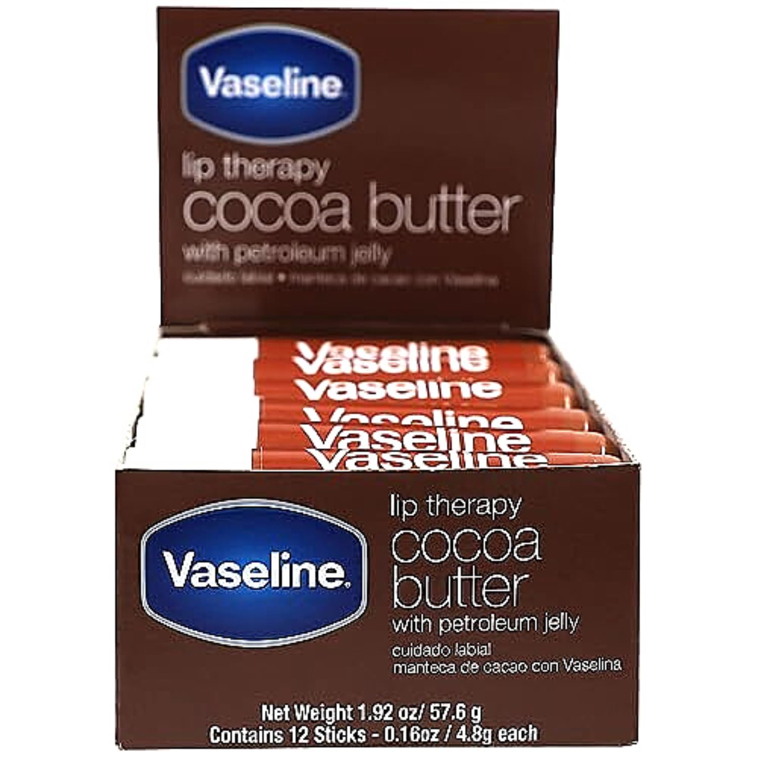 Vaseline Lip Therapy Cocoa Stick front view for smooth, hydrated lips