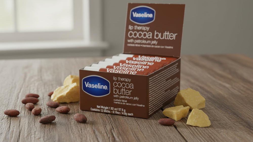 Vaseline Cocoa Lip Therapy stick tucked in a pocket for on-the-go use