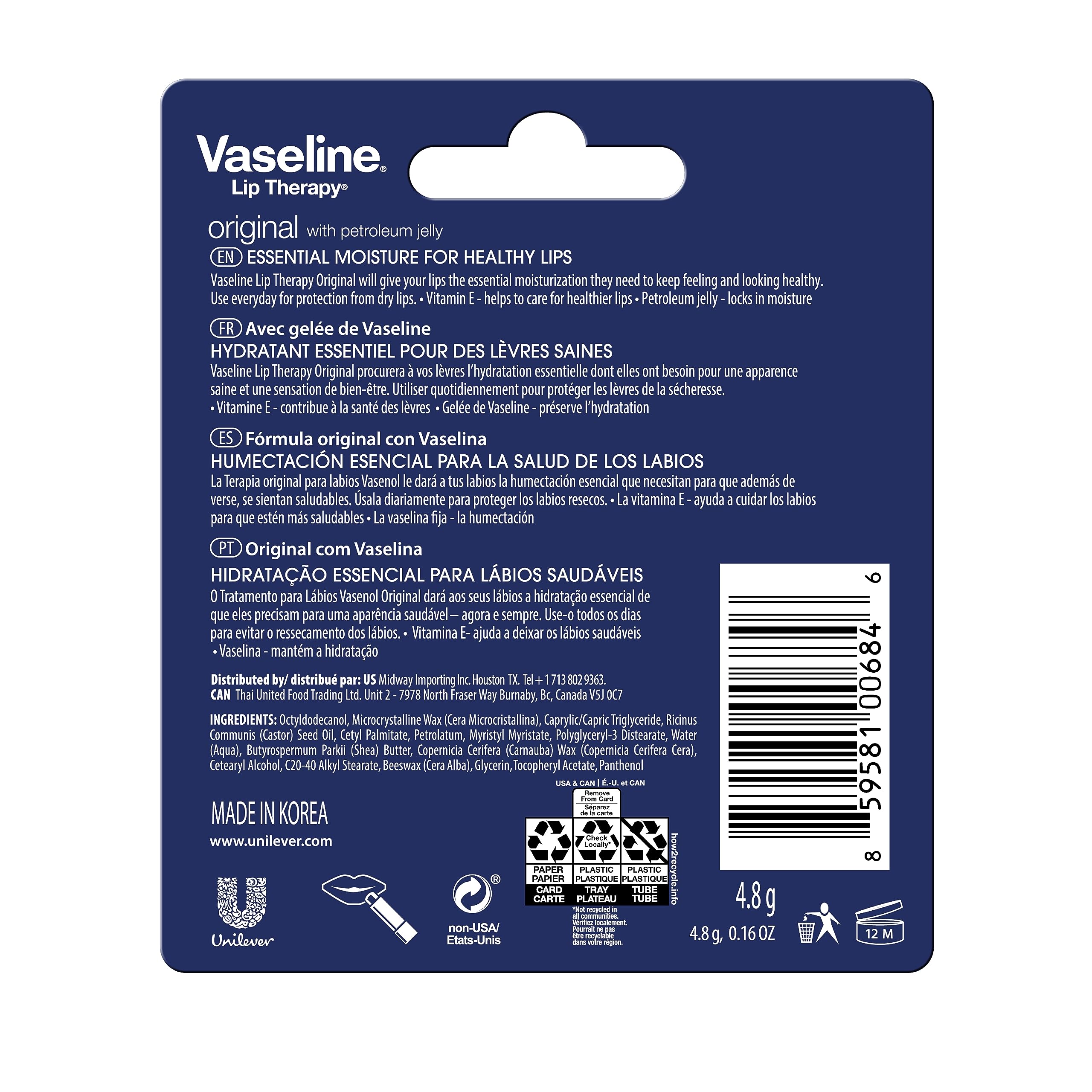 Pocket-size Vaseline Lip Therapy stick ready for travel