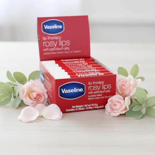 Vaseline Lip Therapy Rosy on lips for long lasting moisture and smooth shine