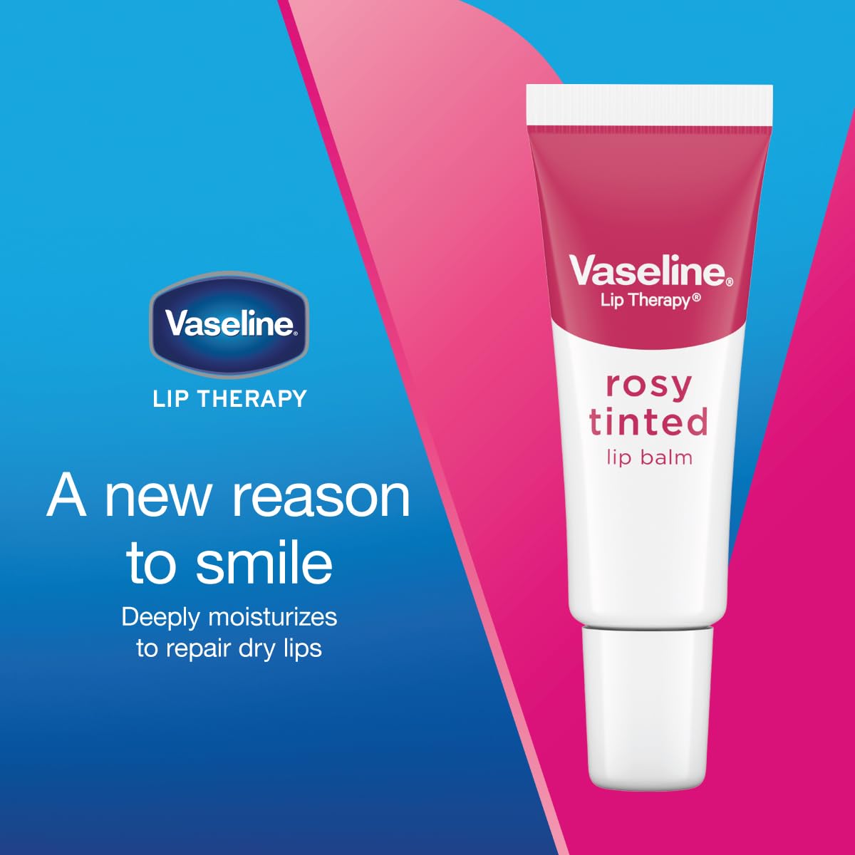 Vaseline Lip Therapy Rosy Lips texture close-up reveals glossy moisture.
