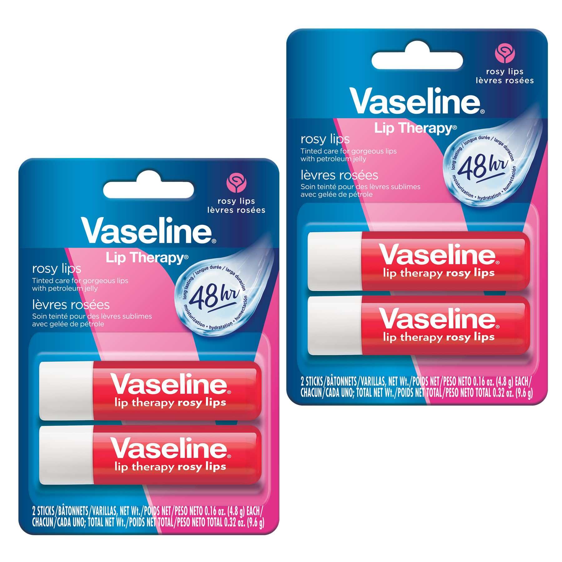 Vaseline Lip Therapy Rosy stick close-up with rosy tint for hydrated lips