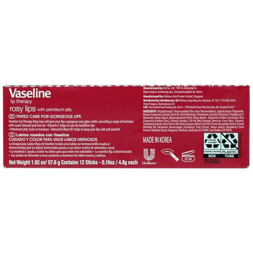 Vaseline Lip Therapy Rosy swatch on hand demonstrates sheer color and moisture