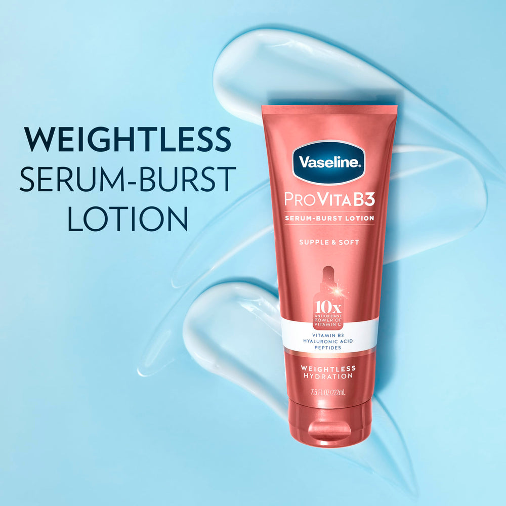 Water drops on skin demonstrate instant absorption from serum-burst texture