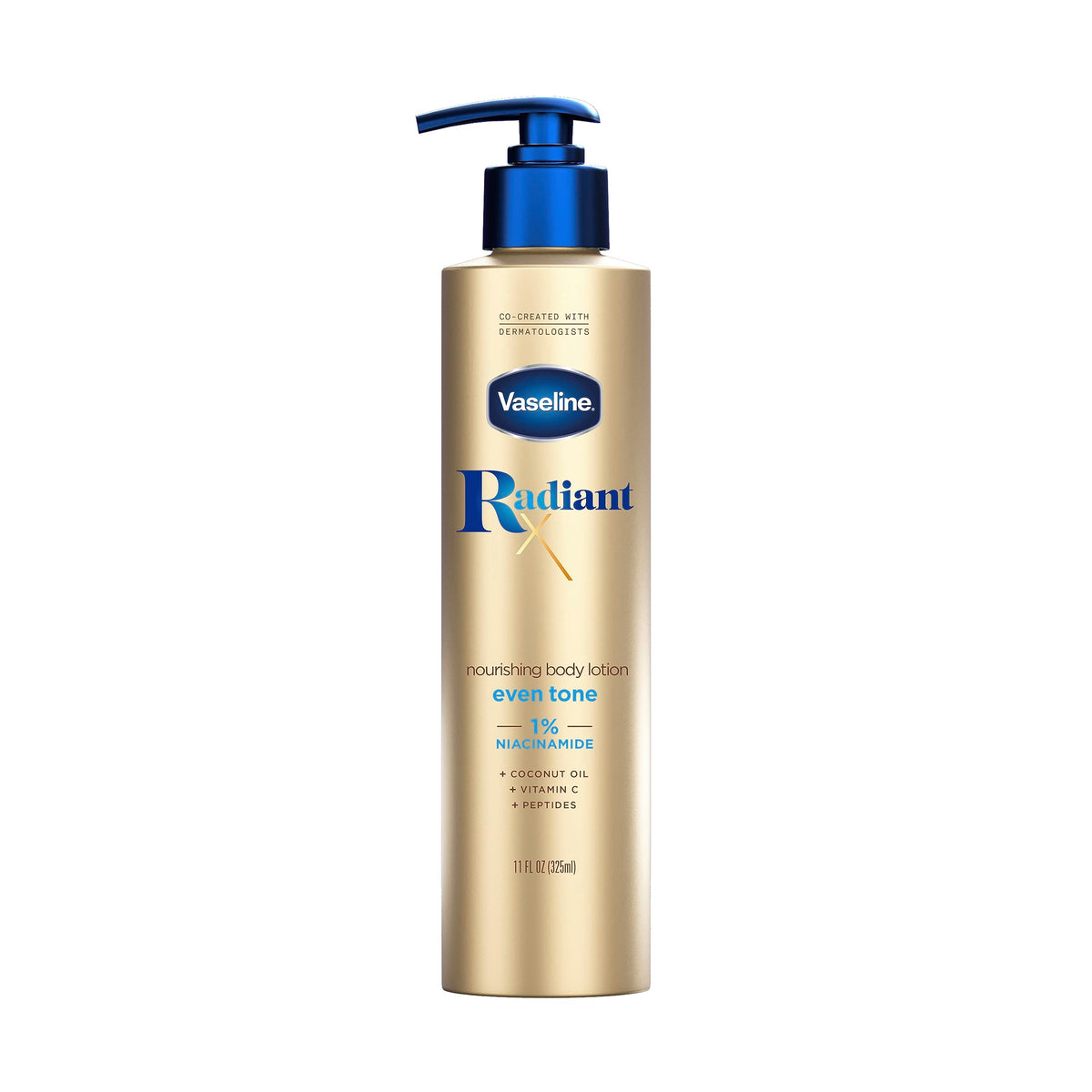 Vaseline Radiant X lotion bottle for smoother, even skin.
