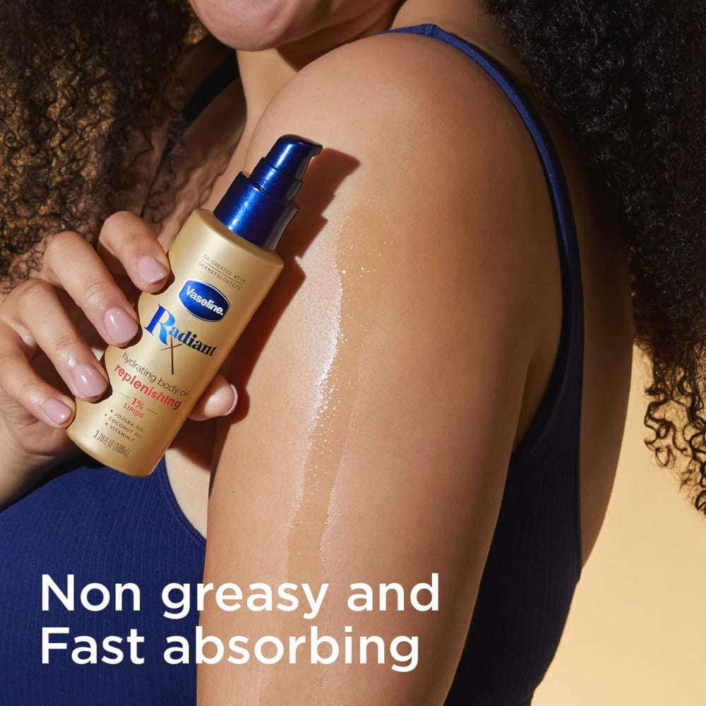 Vaseline Radiant X Coconut Oil bottle highlights hydrating properties for soft skin