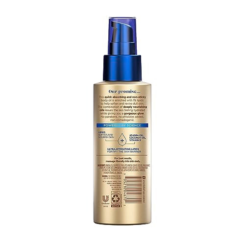 Vaseline Radiant X Replenishing Hydrating Body Oil pump top close-up highlighting quick-absorb formula