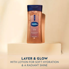 Vaseline silky glow finish leaves a non-greasy, dewy look.
