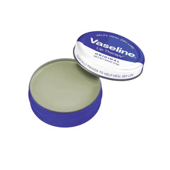 Vaseline Lip Therapy Tin Original—open tins show moisturizing formula and glossy lip shine.