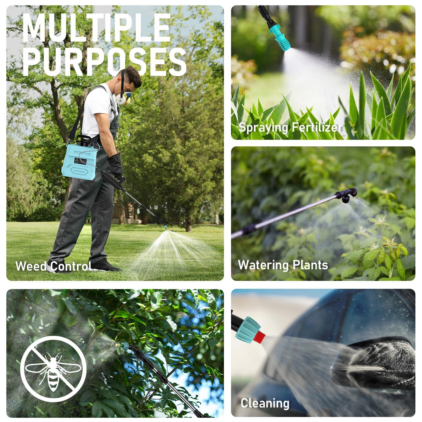 VASG 7.4V electric pump reduces manual pumping for easier spraying.