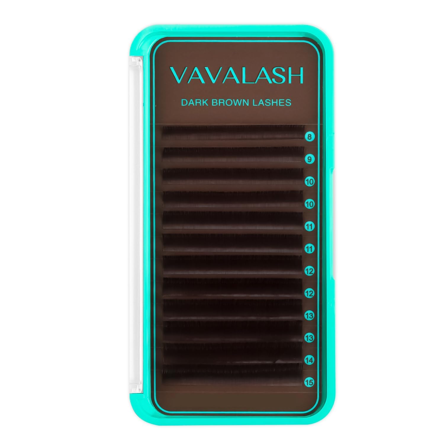 VAVALASH dark brown lash extensions with CC curl for 8–15 mm length.