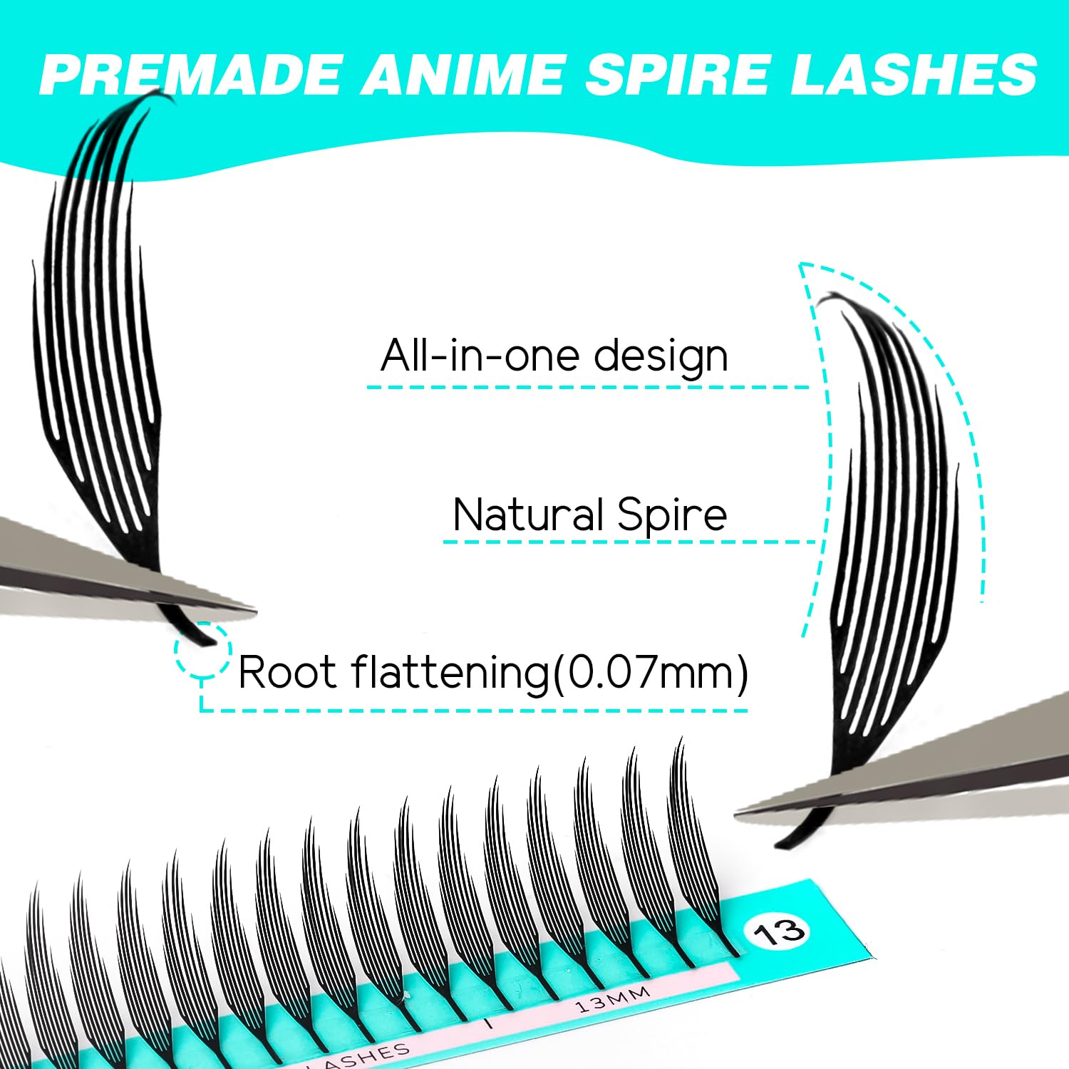 Premade fans on a tray save time during lash appointments.
