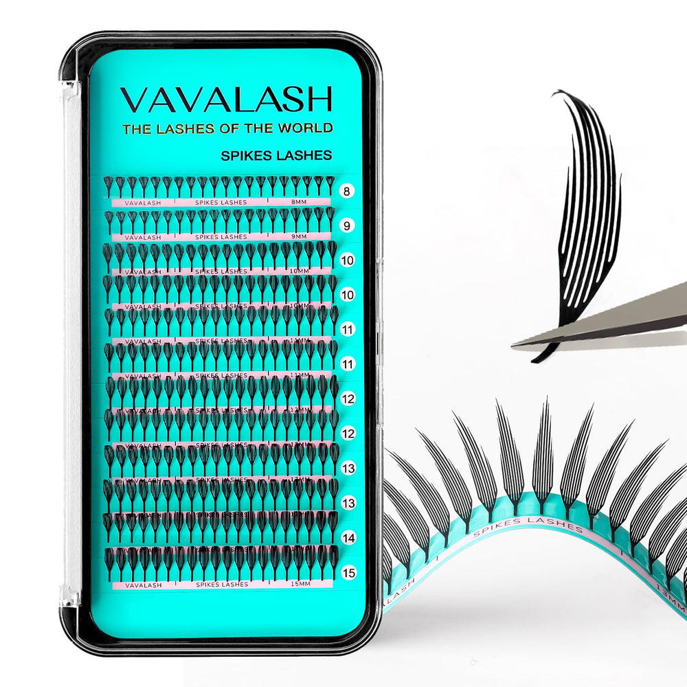 VAVALASH premade anime chunk lashes on a tray for fast, precise application.