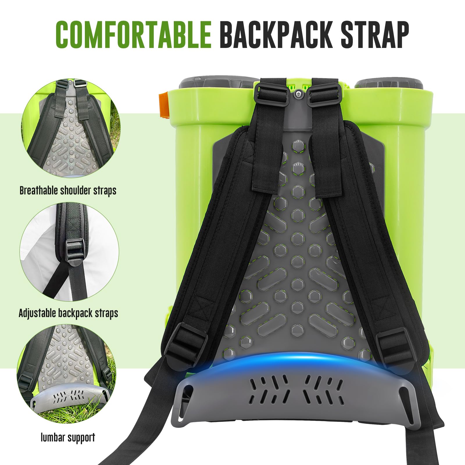 VAXMAY padded backpack straps provide comfortable all-day spraying.
