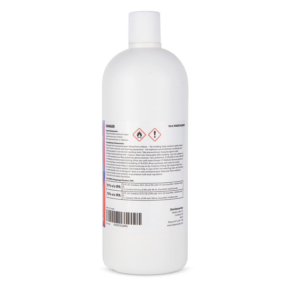 Vaxxen Labs IPA 99% label close-up highlighting quality and grade.
