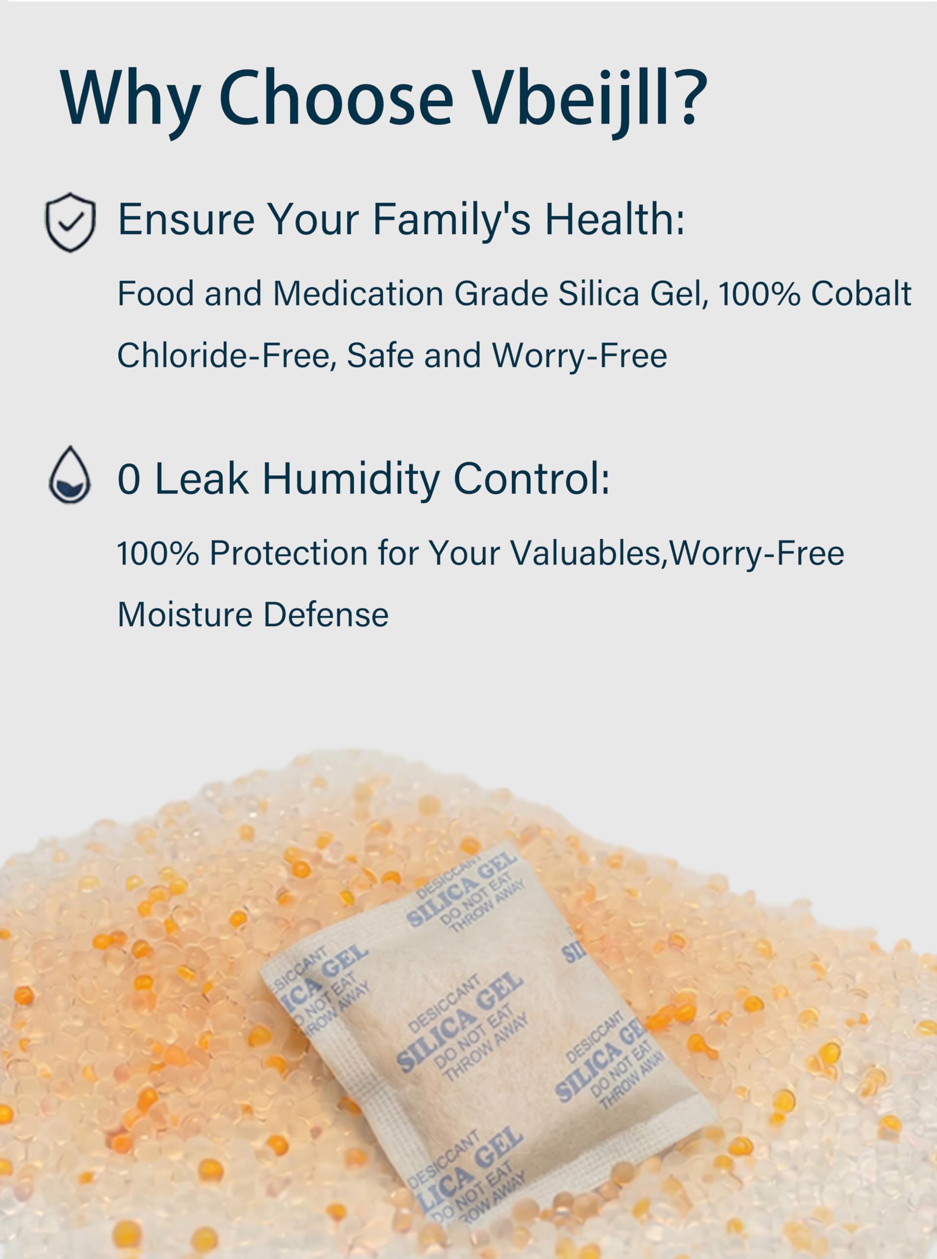 Vbeijll 1g packet absorbs moisture up to 35% for protection.