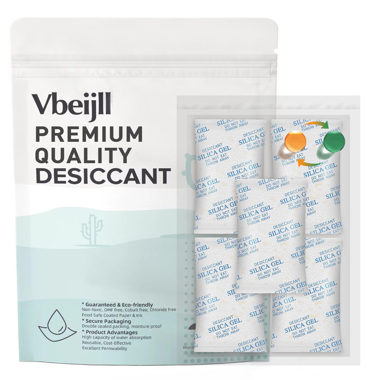 Vbeijll 2g color-indicating silica gel packets protecting foods and electronics from moisture
