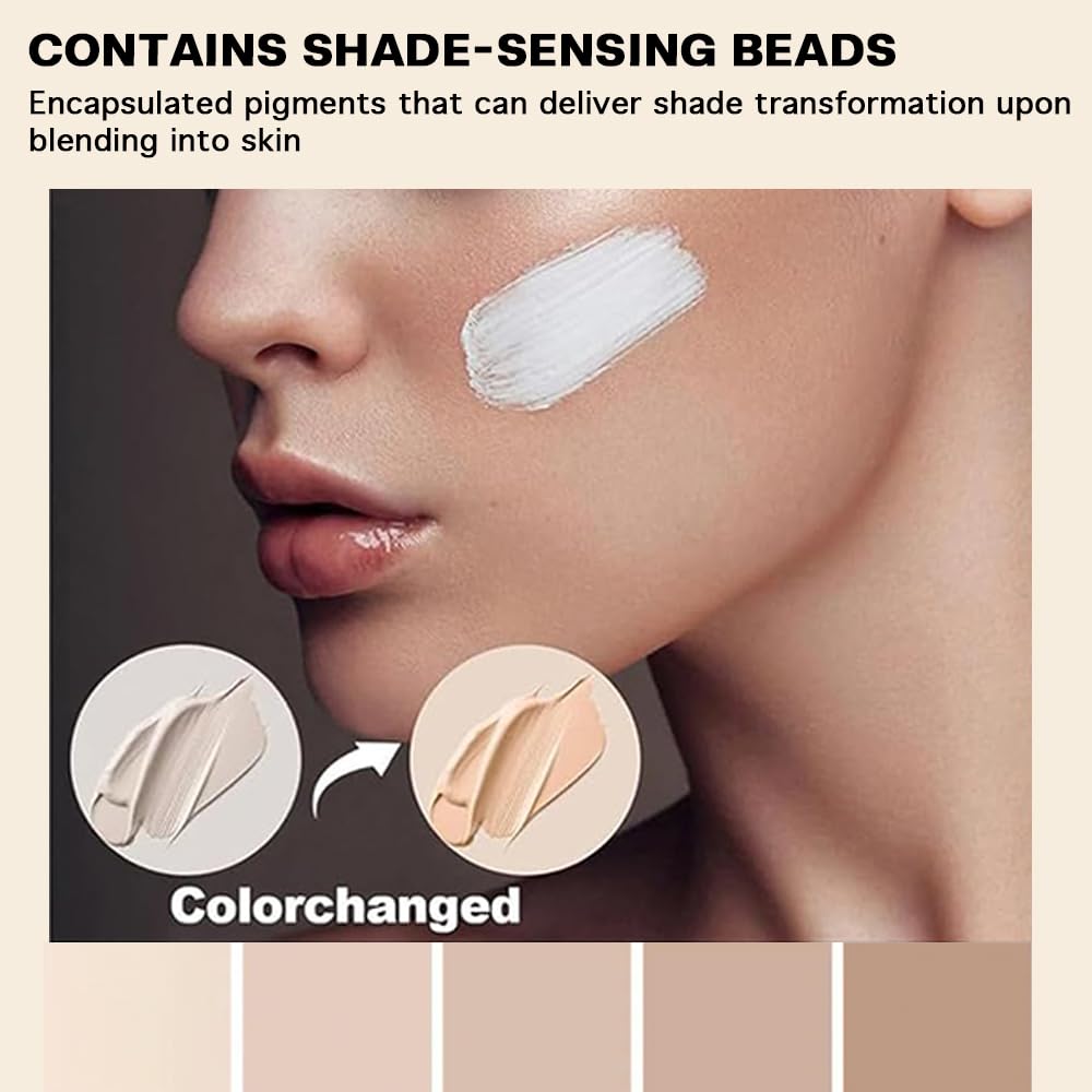 Application shot of VBEYD Foundation on the cheek for a demi-matte finish.