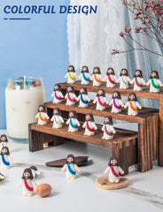 Vbiuox petite Jesus figurine in yellow sash—perfect for pocket devotion