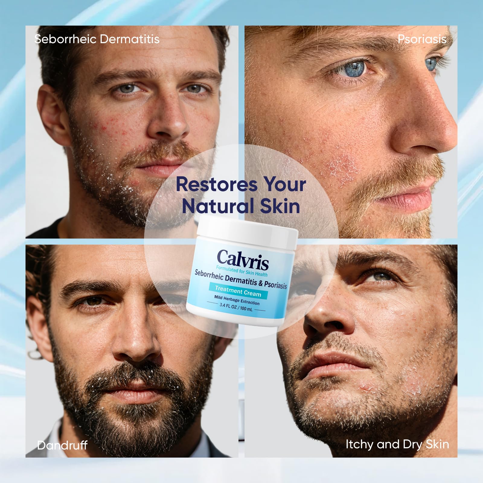 Applying Vbolre Calvris balm to scalp for soothing relief.