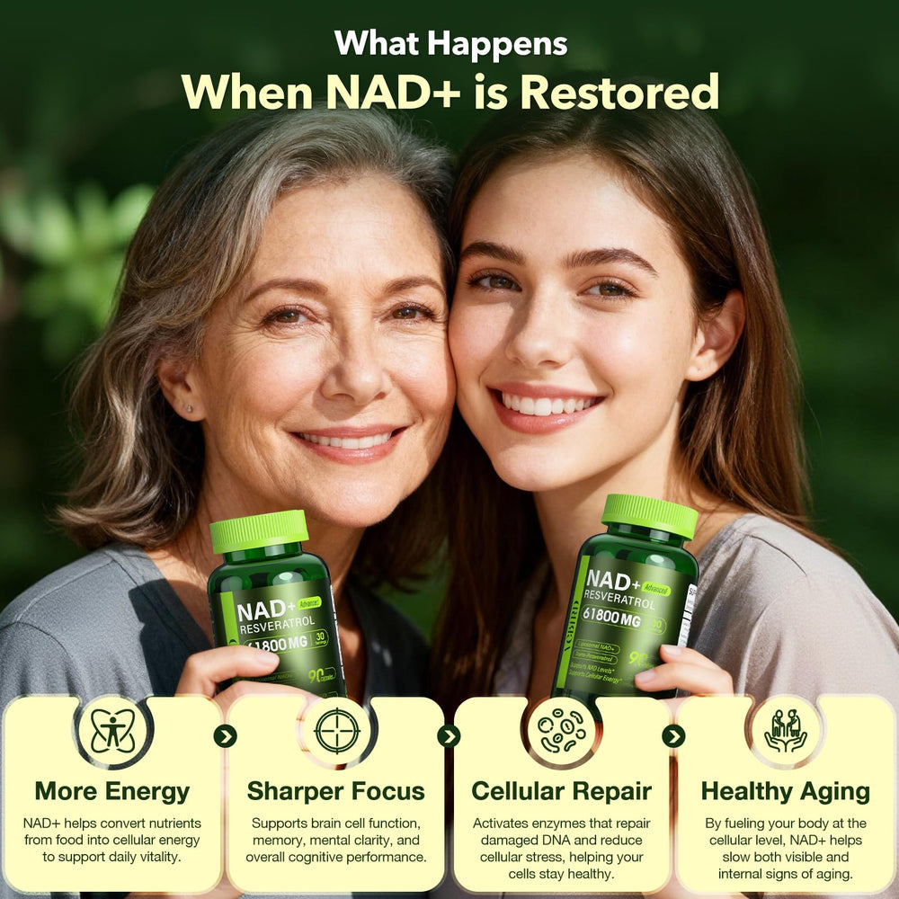 VCBIRD Nad Resveratrol capsules in hand for daily use.