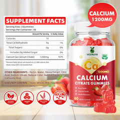 VCCHUYH Strawberry flavored gummies highlight daily sugar free calcium intake.