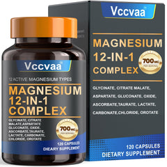 Vccvaa Magnesium Complex bottle front view showing 12 forms for daily wellness support