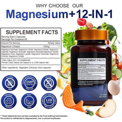 Vccvaa Magnesium Complex capsules close-up showing 12 forms for broad absorption