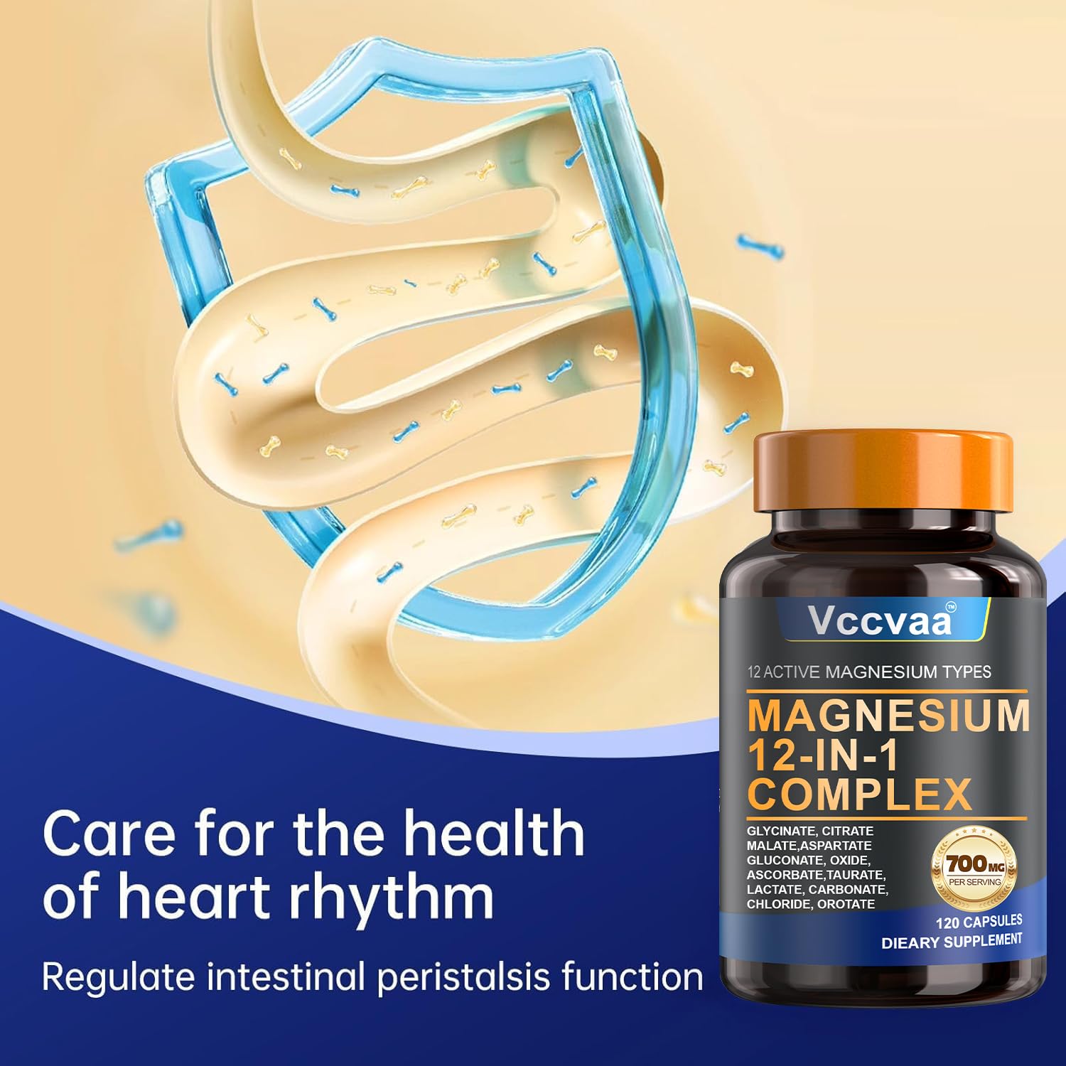 Vccvaa Magnesium Complex serving size illustrating 700mg per capsule