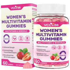 VCCVBB all-in-one women's multivitamin gummies bottle for daily vitality.