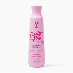 V&CO Curly Pop bottle front highlighting moisture-rich curl definition.