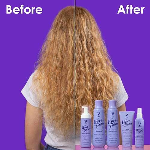 A swirl of V&Co Wave Babe cream on hair shows lightweight texture.