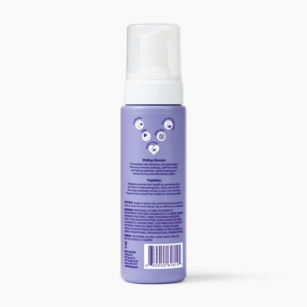 V&Co Wave Babe mousse swatch reveals defined waves and frizz-free finish.